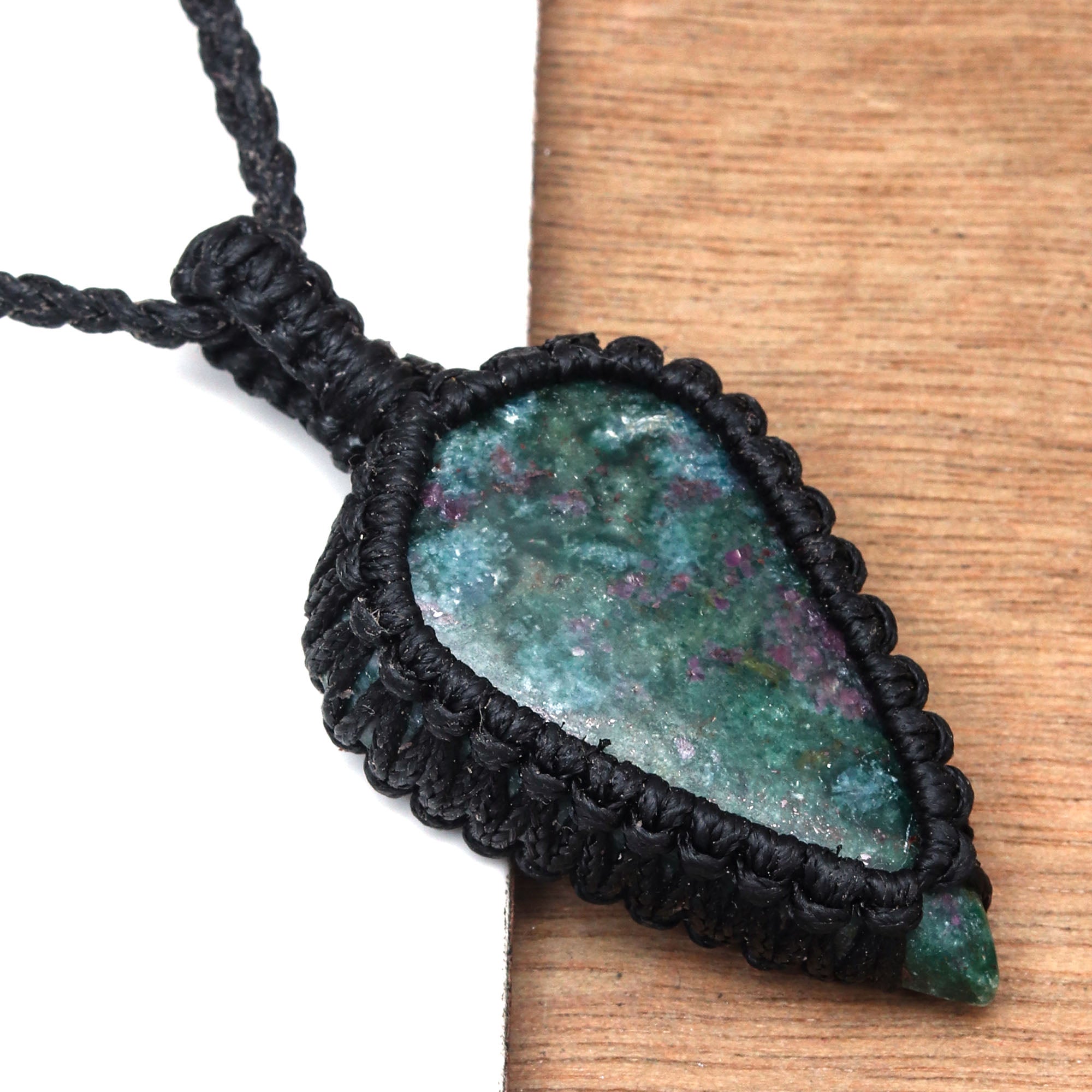 Ruby Zoisite Macrame Gemstone Necklace U687888