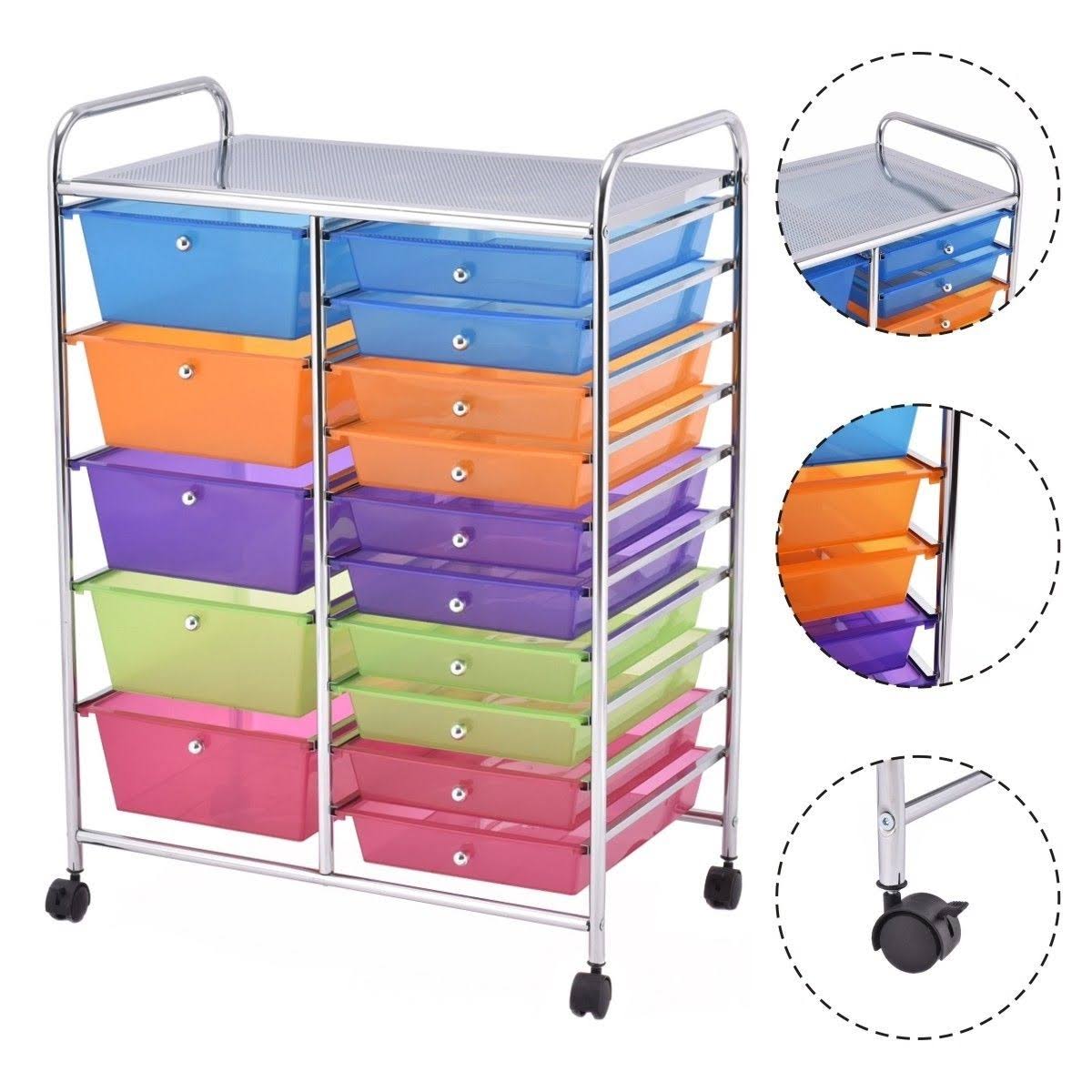 15 Drawers Rolling Storage Cart Organizer J152553