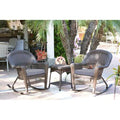 3 Piece Conversation Set Espresso Steel Y916