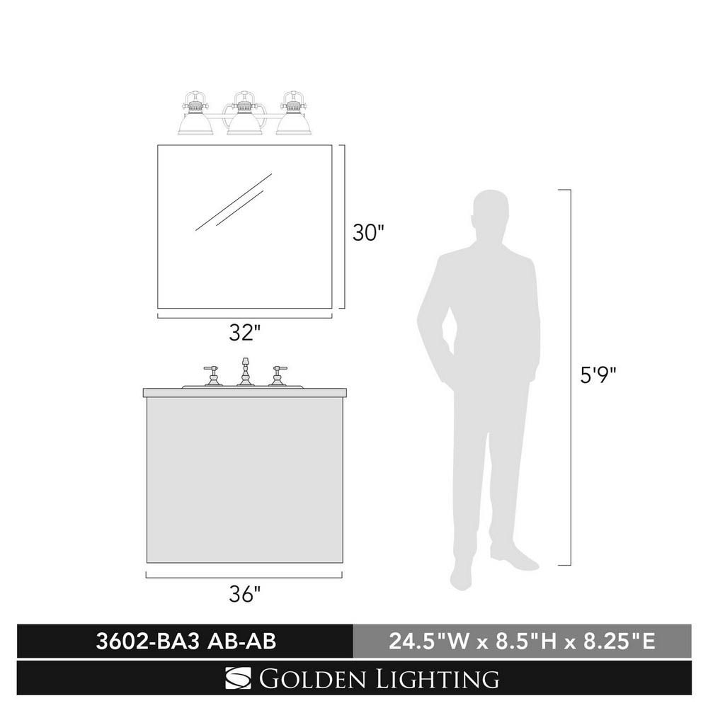 Matte Black 3 Light Bath Vanity H5069