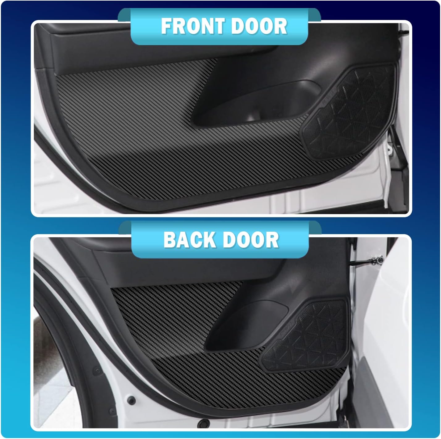 Carbon Fiber Texture Side Door Anti-Kick Threshold Protection Decal Panel G7337