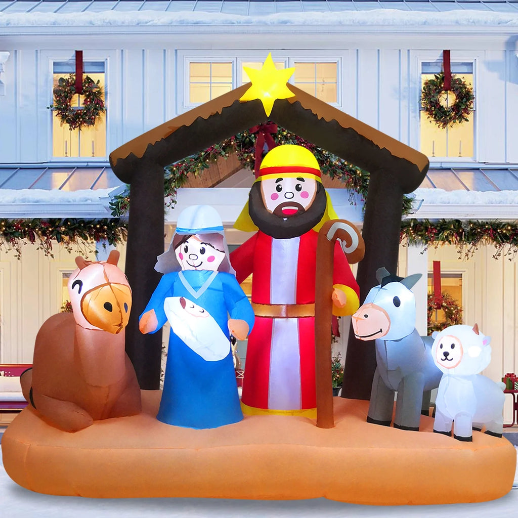 6ft Christmas Inflatables Nativity Scene with Build-in LEDs P7461