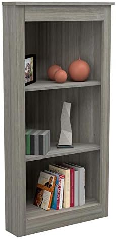 Gray Smoke Oak 3 Shelf Corner Bookcase F6306