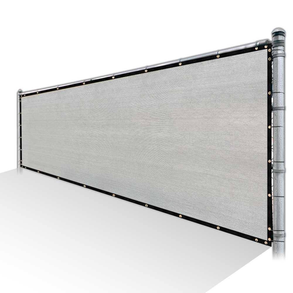 Grey Privacy Fence Screen HDPE Mesh Windscreen with Reinforced Grommets B795090