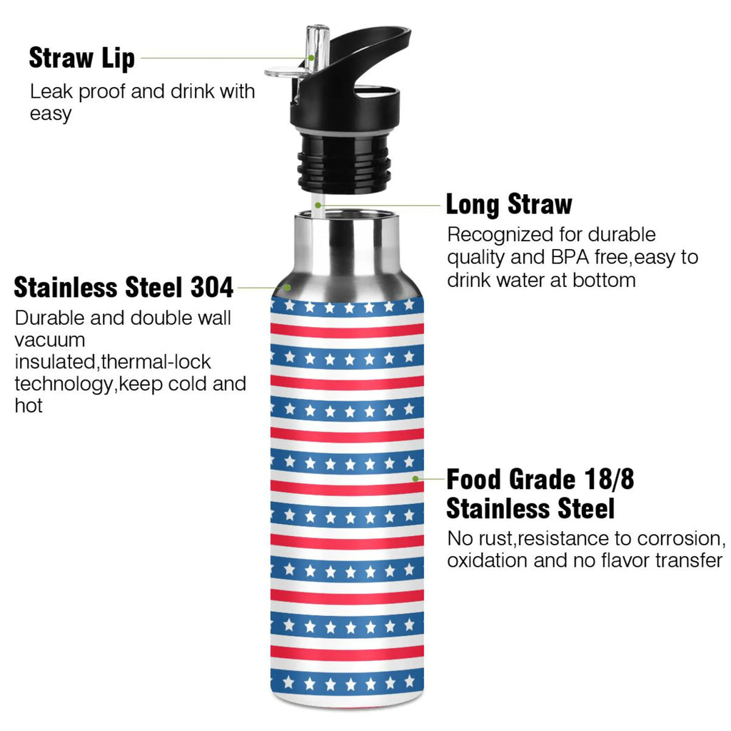 Stainless Steel Vacuum Insulated Water Bottle with Straw Lid 20 OZ R1309