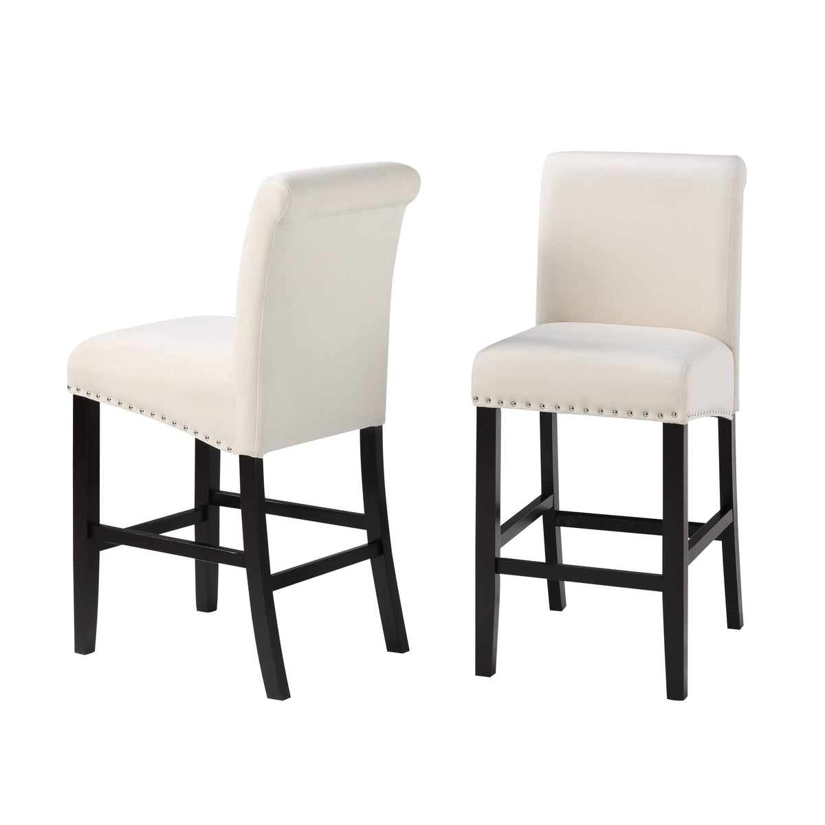 White Velvet Counter Chair Set of 2 B28607