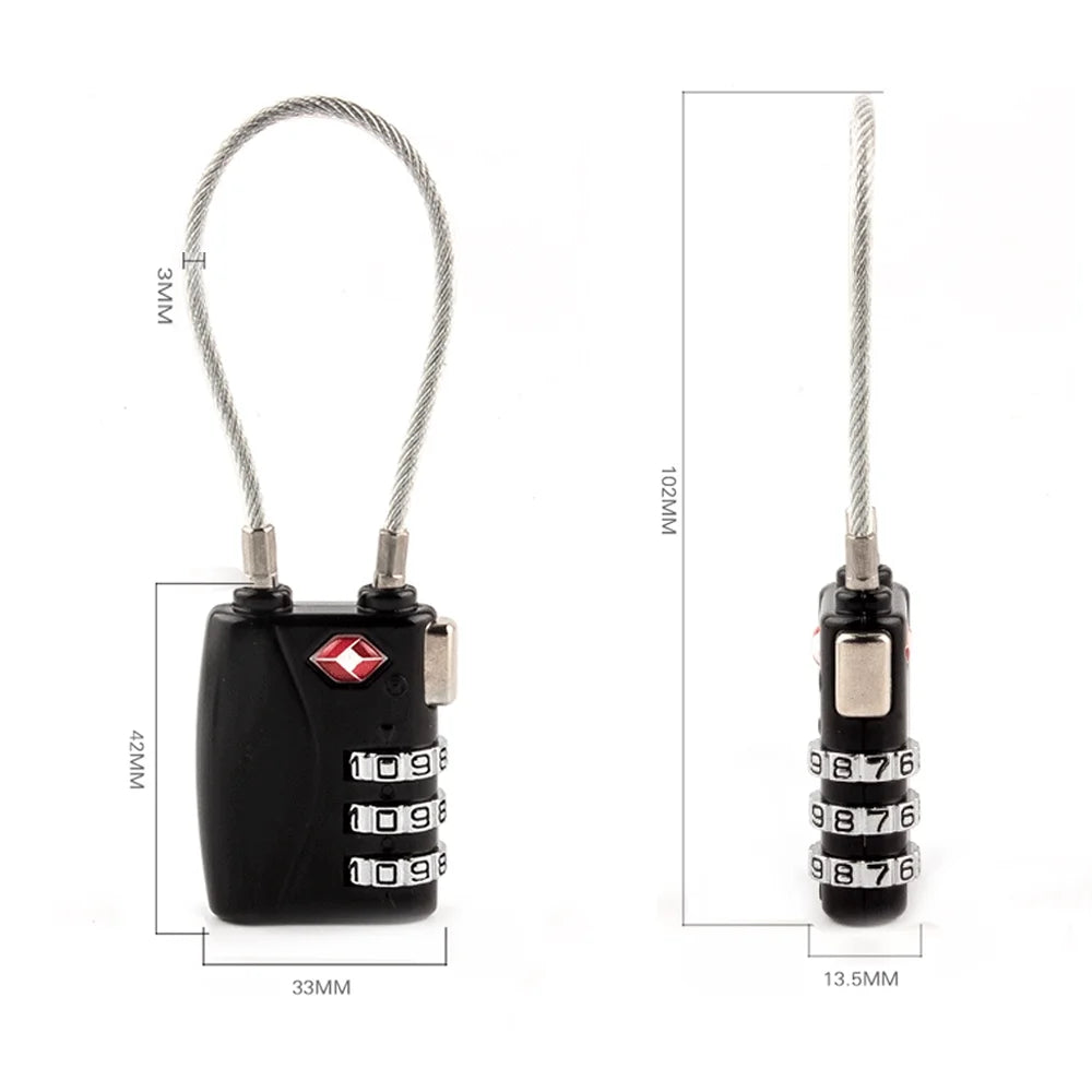 4 Pack 3 Digit Combination Cable Lock for Luggage A18336