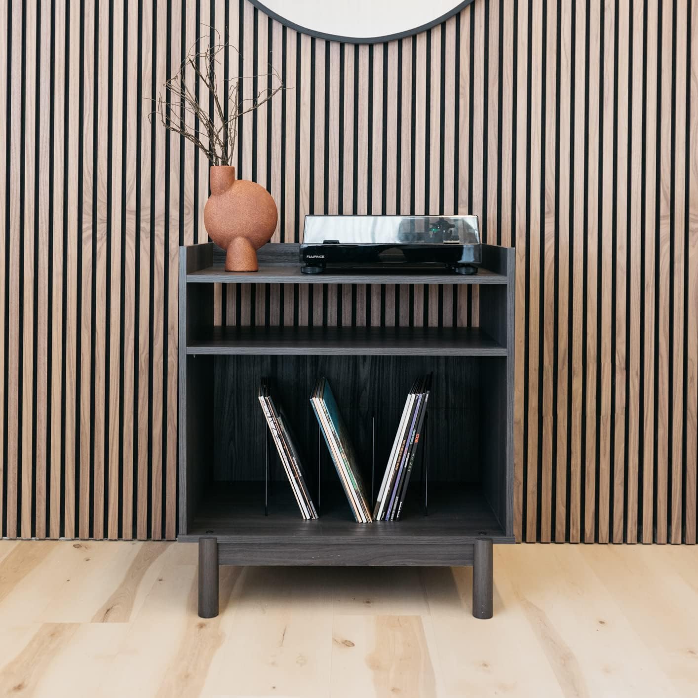 Dark Gray Turntable Media Console R361134