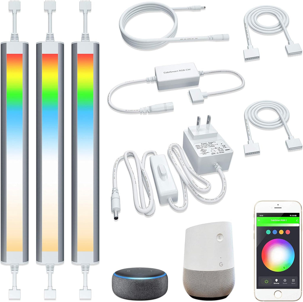 Under Cabinet Lighting Strip Lights White and Multi Color Dimmable 3 Lights Bar kit Pack of 2 J19466