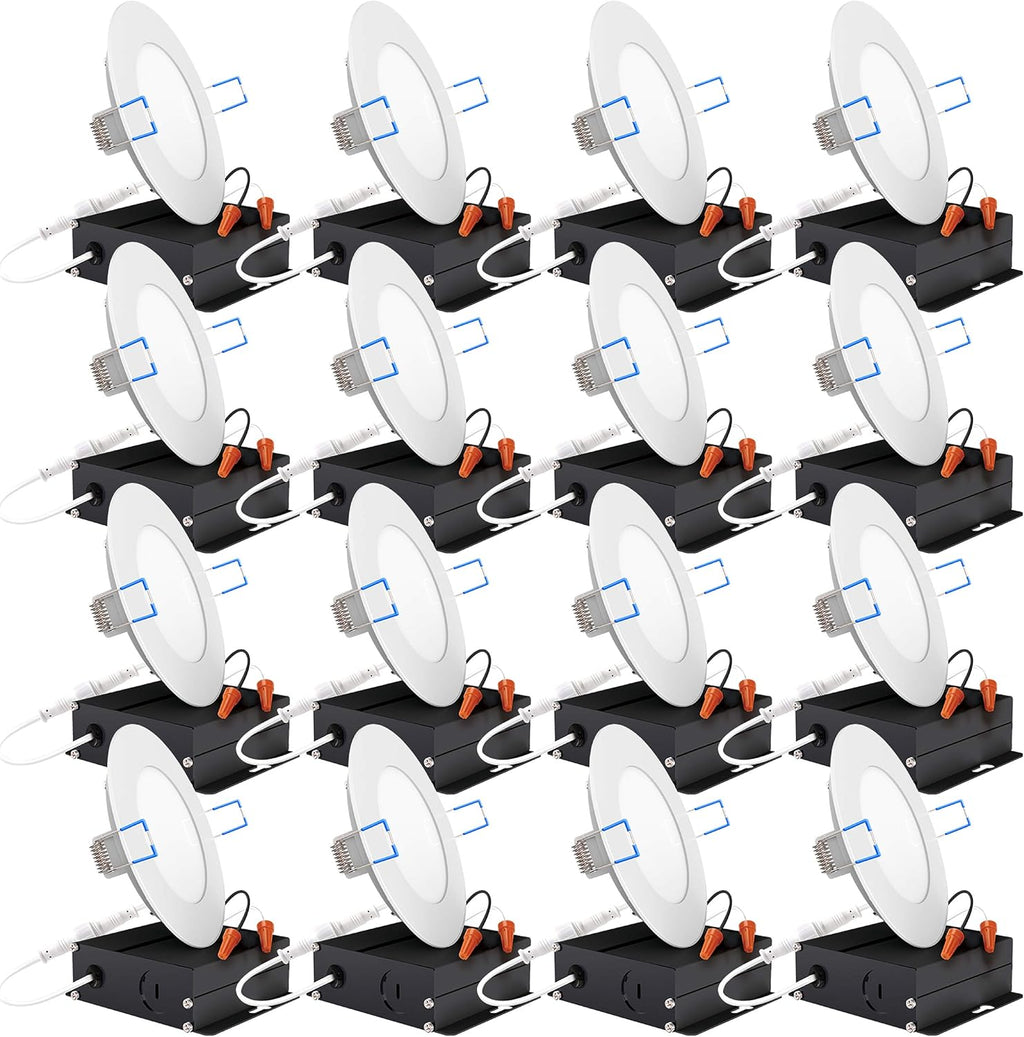 16 Pack 6 Inch Ultra Thin LED Recessed Ceiling Lights, 3000K Warm White, Dimmable 14W O650