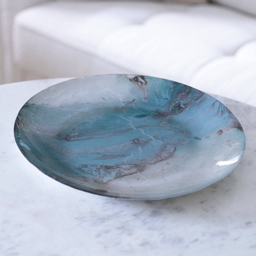Teal Silver Foil Round Platter P10918