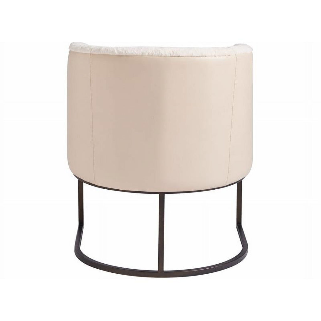 Creamy Leather and White Faux Fur Accent Chair R559