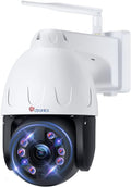 5MP PTZ Security Camera Outdoor 5X Optical Zoom WiFi Wireless IP Dome Surveillance with Cruise, Human Detection, Spotlight Color Night Vision, CMOS Image Sensor, 2-Way Audio I843518