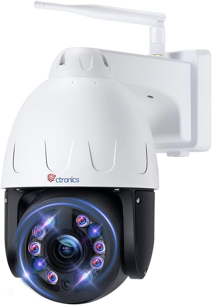 5MP PTZ Security Camera Outdoor 5X Optical Zoom WiFi Wireless IP Dome Surveillance with Cruise, Human Detection, Spotlight Color Night Vision, CMOS Image Sensor, 2-Way Audio I843518