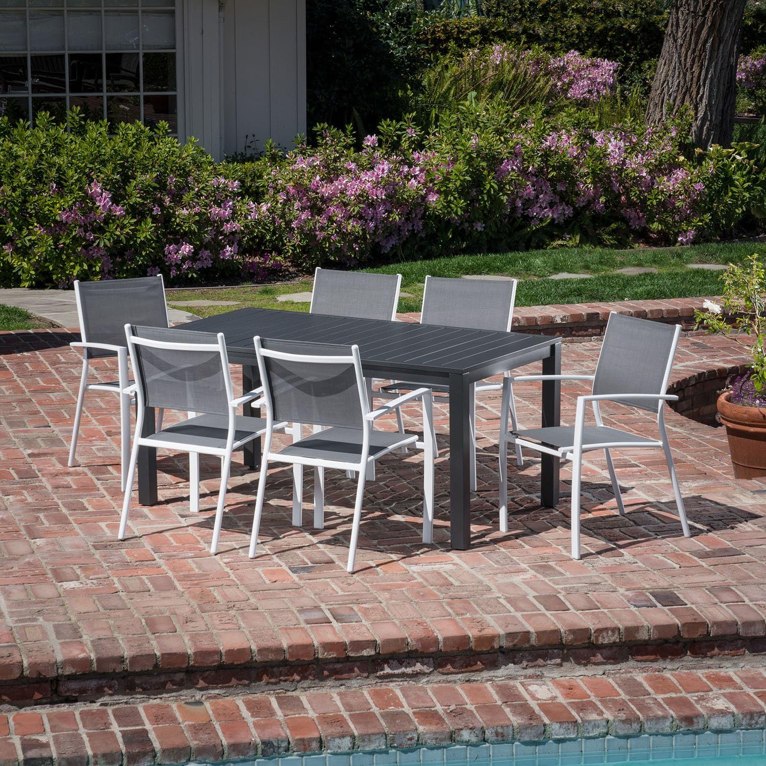 7-Piece Outdoor Dining Set with 6 Sling Chairs and Dining Table F2862