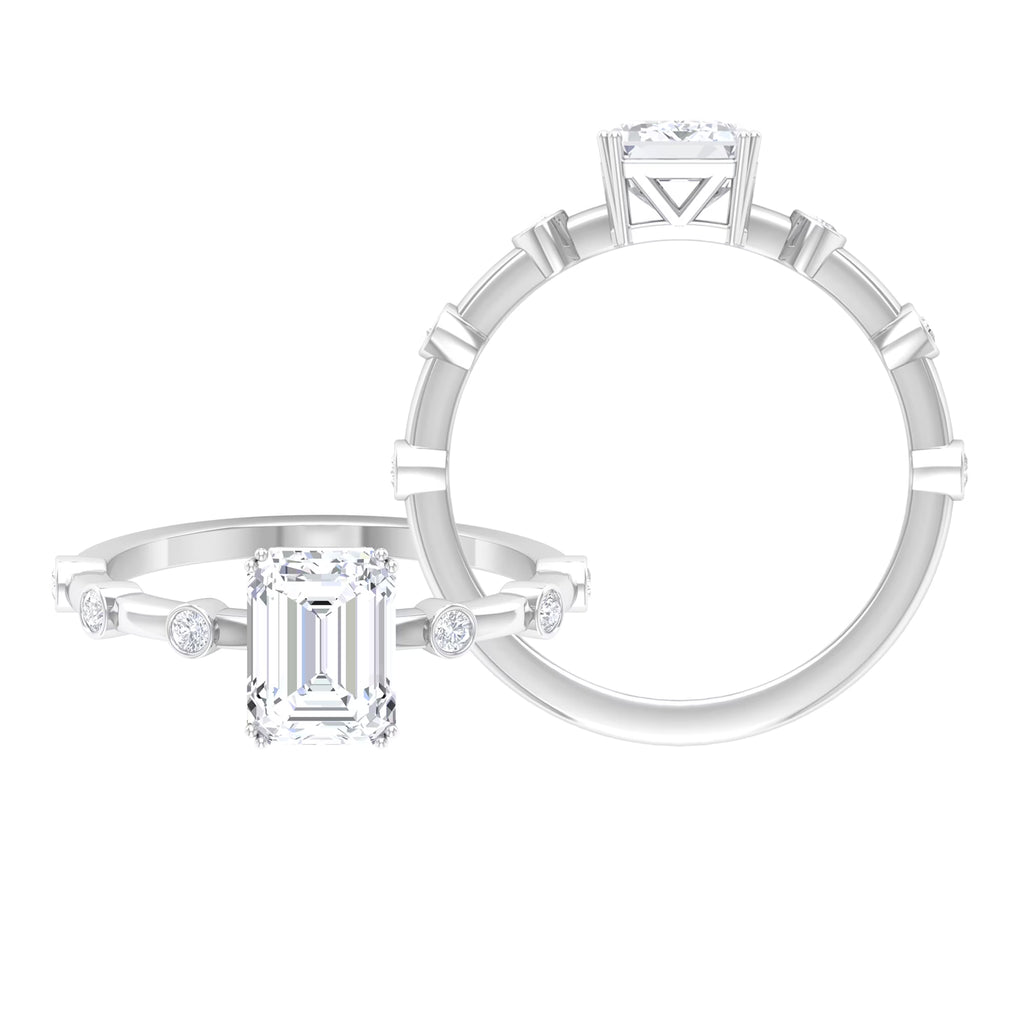 2 CT Octagon Cut Moissanite Solitaire Engagement Ring, 14K White Gold, US 5.00 Q997636