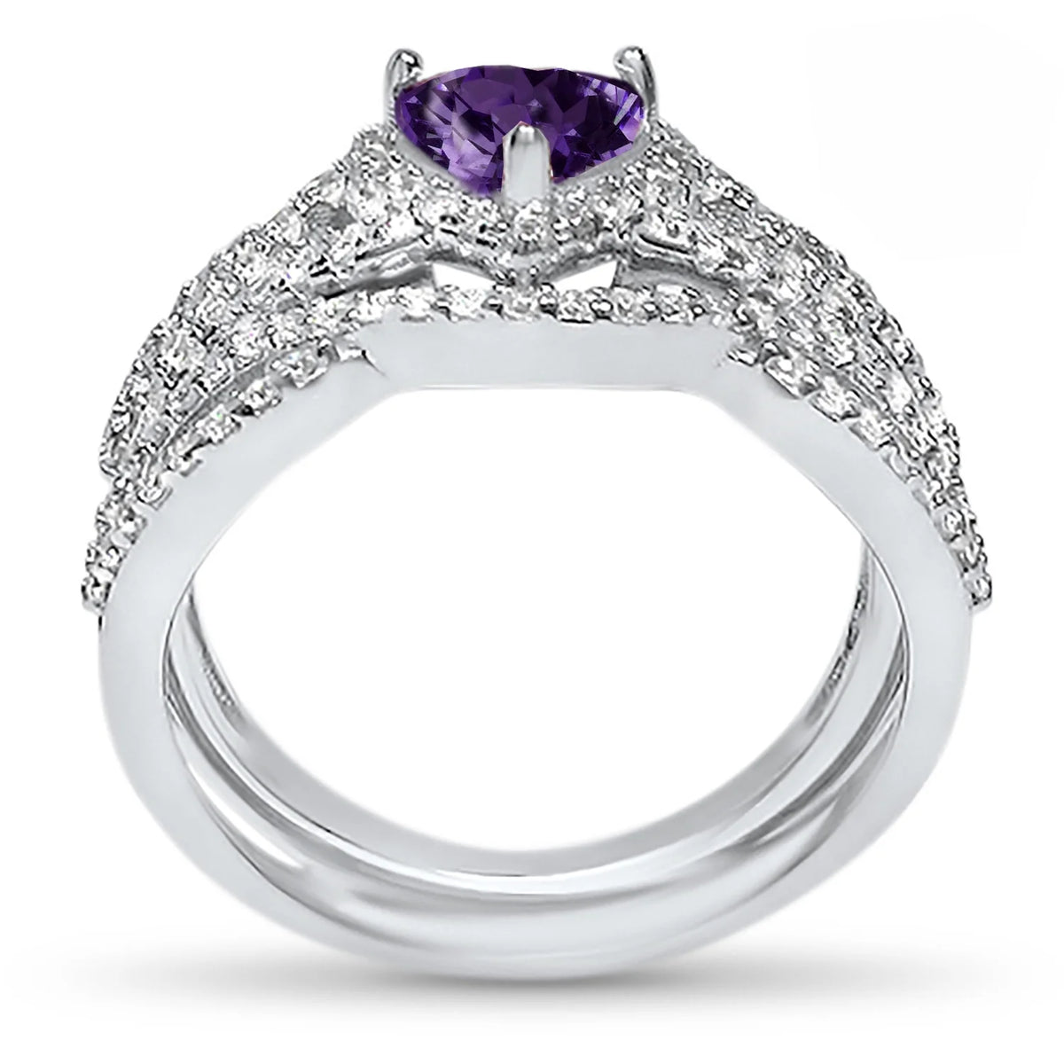 Purple Heart Sterling Silver Ring Guard Wrap Set Size 5 M829