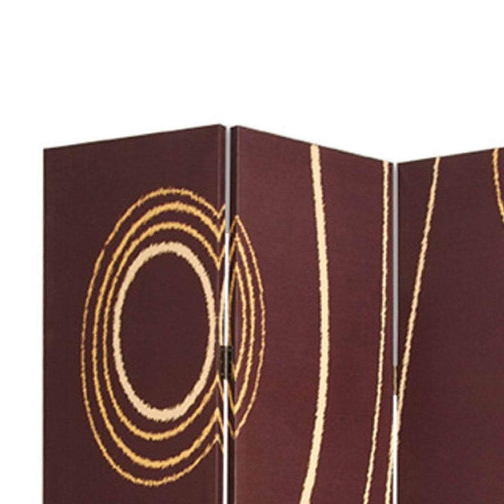 3 Panel Foldable Canvas Room Divider Brown and Yellow E2772