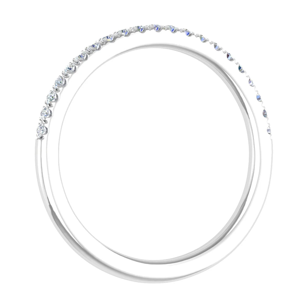 14K White Gold Half Eternity Diamond Wedding Band Ring T14562