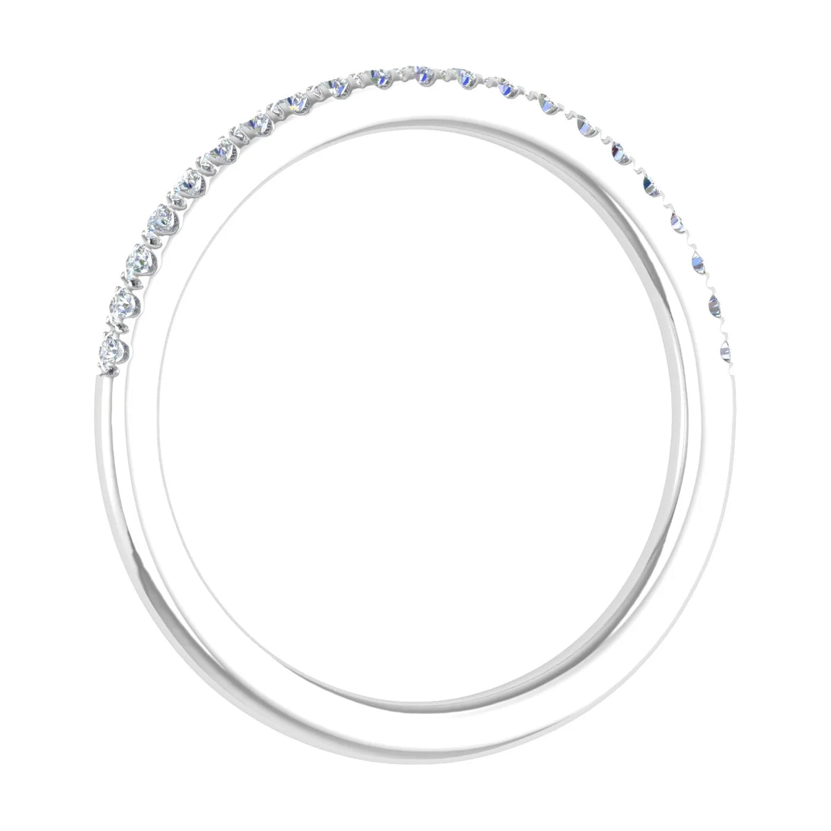 14K White Gold Half Eternity Diamond Wedding Band Ring T14562