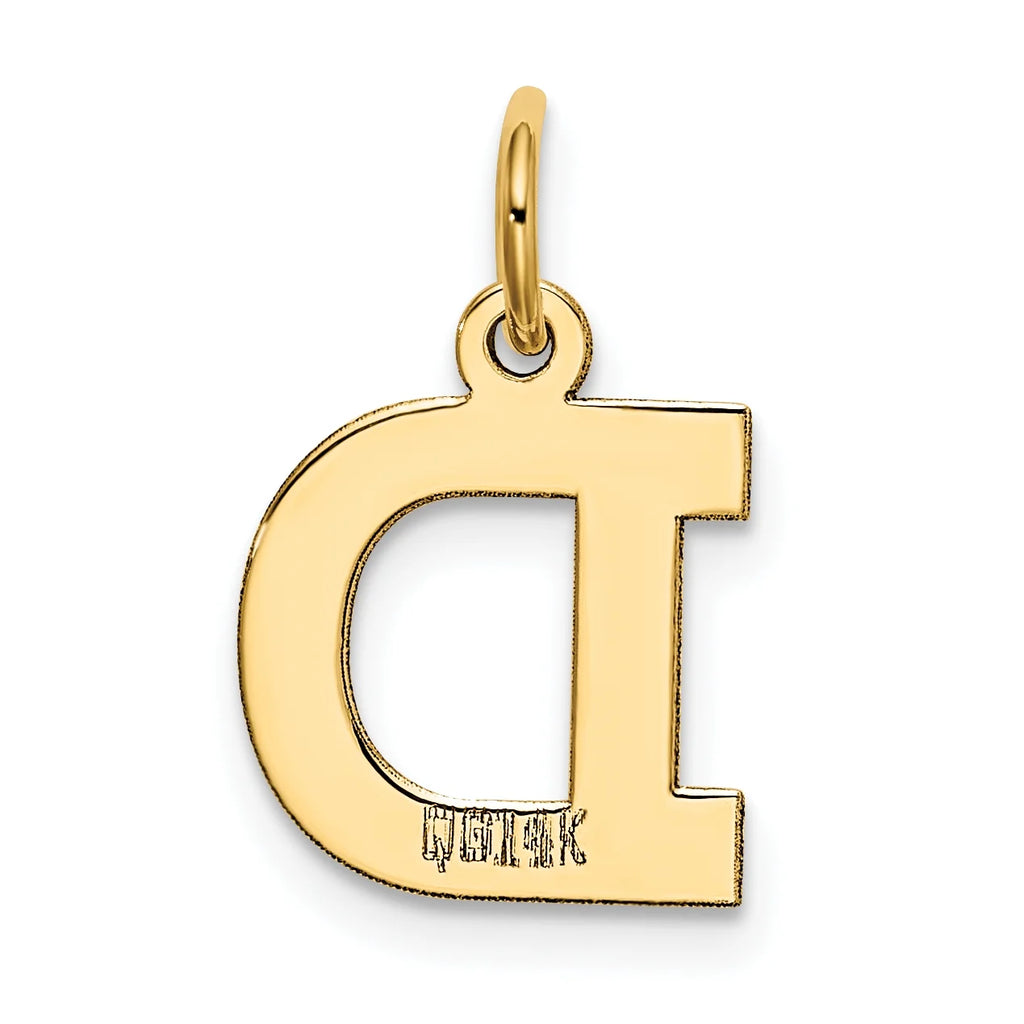 14K Yellow Gold Block Letter D Initial Pendant Charm with Rope Chain Necklace 16'' D759001