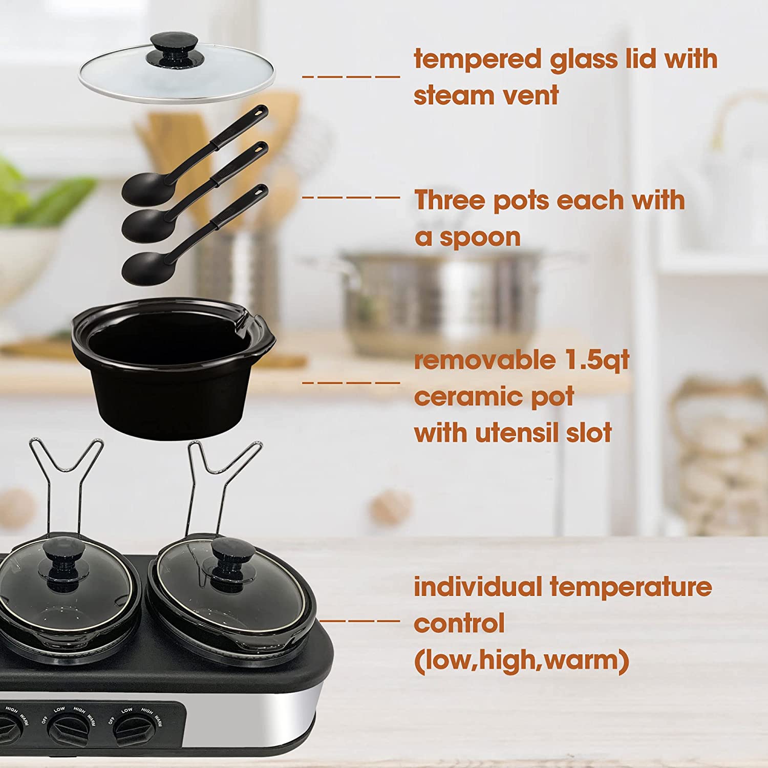 Stainless Steel Slow Cooker Buffet Server with Adjustable Temp P12156