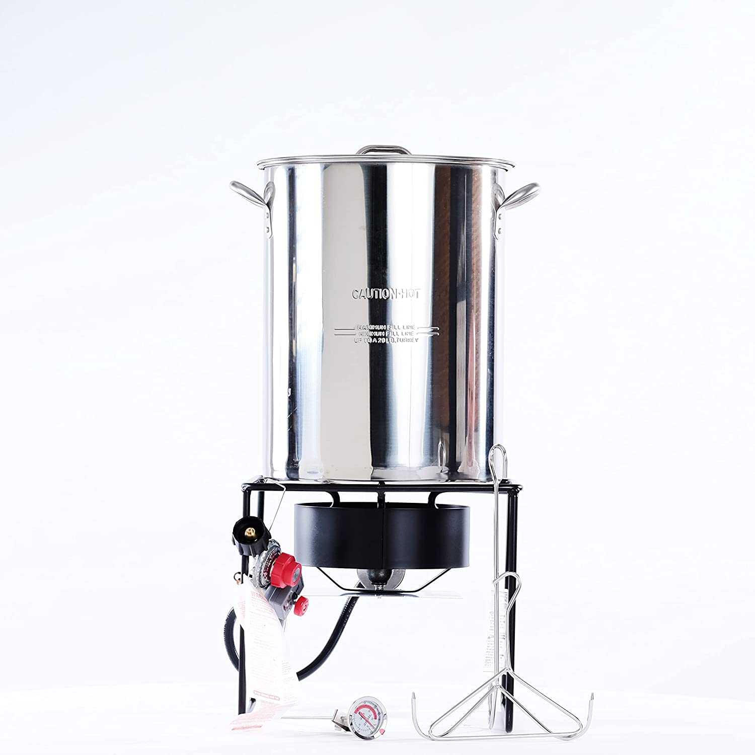 12 in. Welded Square Turkey Fryer Package with Stainless Steel Pot P5380
