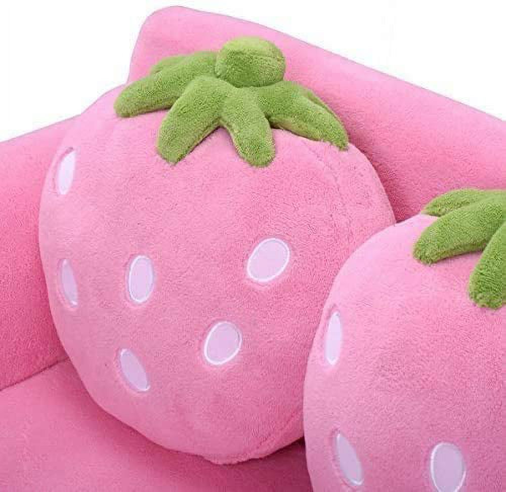 Pink Toddler Couch with Wooden Frame and Coral Fleece Surface S78435