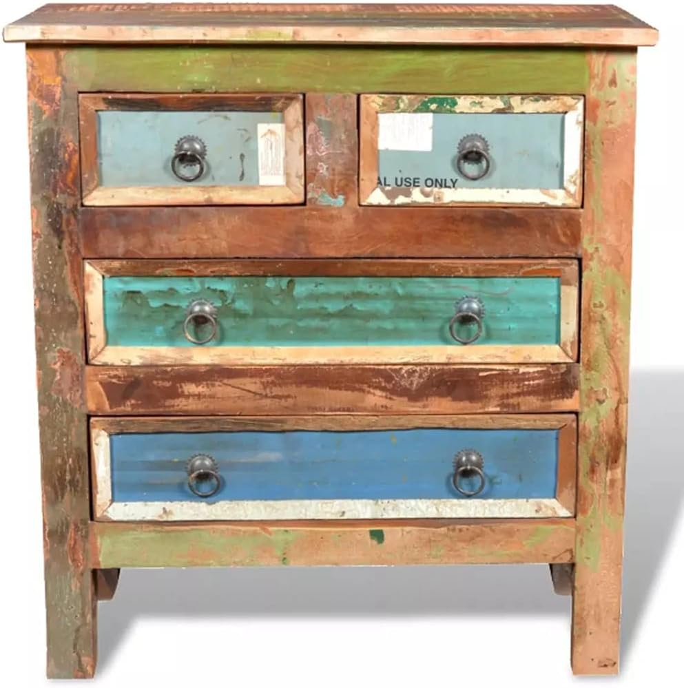 Solid Reclaimed Wood Cabinet 4 Drawers Sideboard N9869