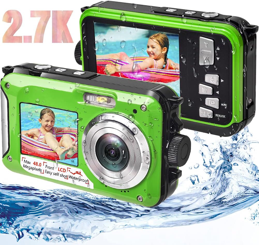 Waterproof Digital Camera 2.7K 48MP Dual Screen Green K36887
