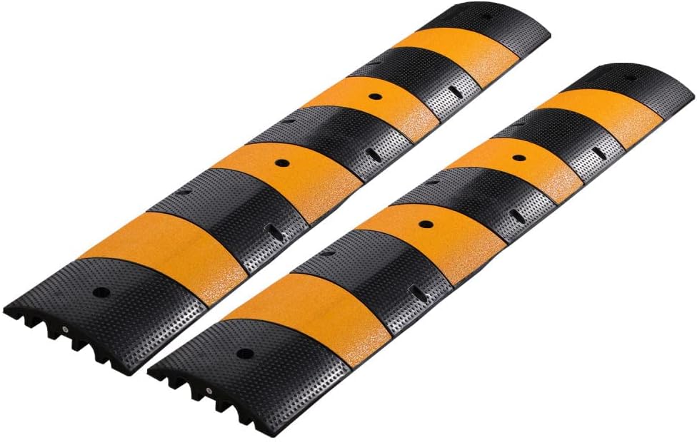 Rubber Cable Protector, 2 Channel Driveway Speed Bumps, Heavy-Duty Cord Cover N280