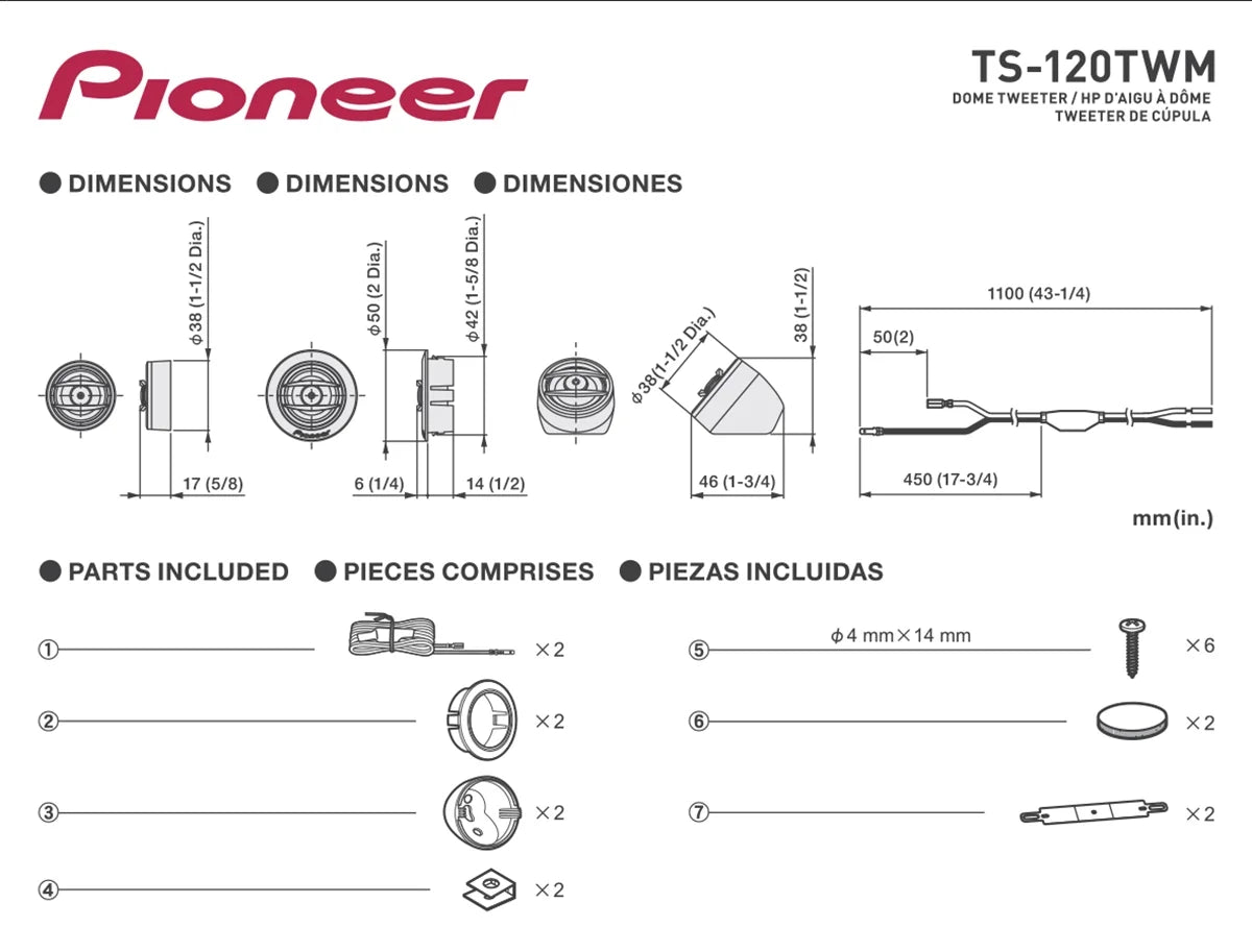 Polyimide Dome Tweeters with Universal Adapters J3474