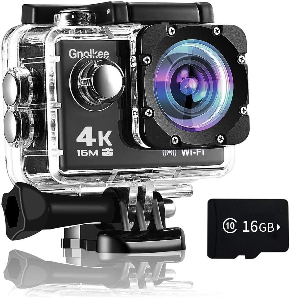 4K 16MP Underwater Sports Camera with Remote, 2 Batteries, 16GB TF Card, 24 Accessories Mounting Kit, Pack of 2 N325943