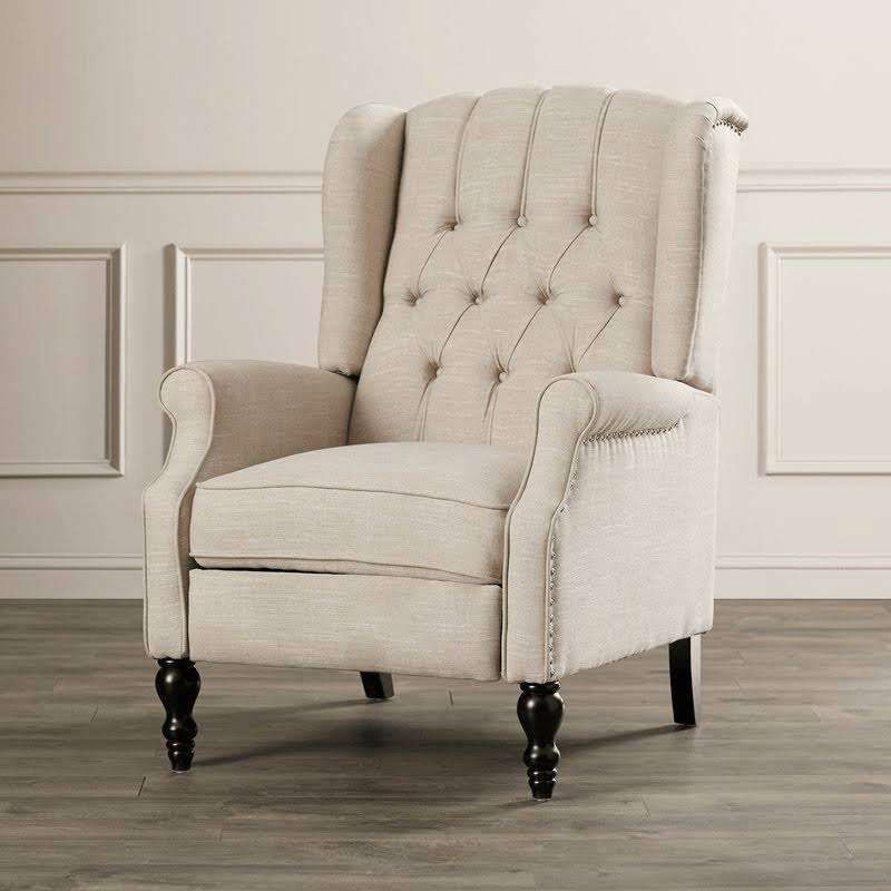 Light Beige Polyester Manual Recliner D431424