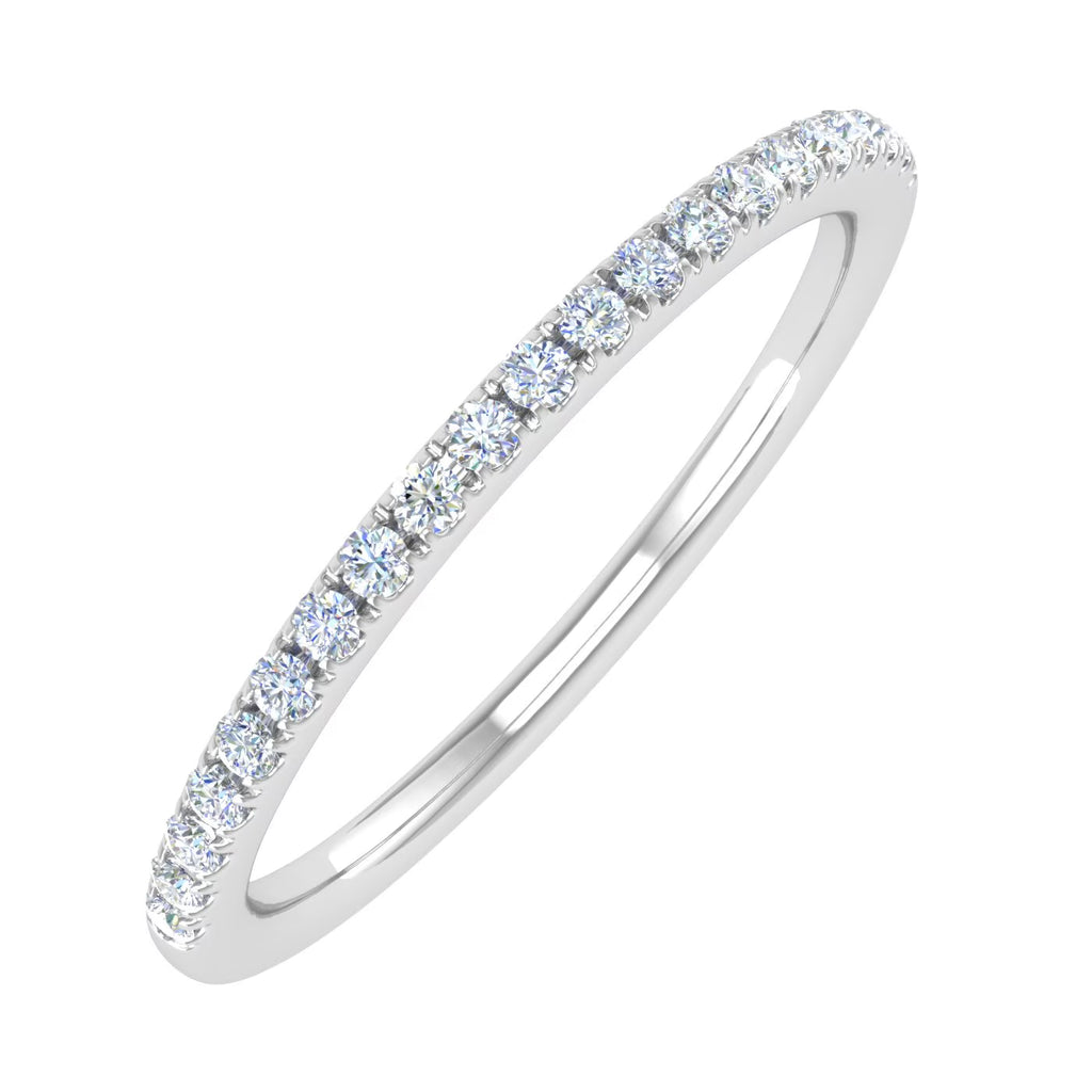 14K White Gold Half Eternity Diamond Wedding Band Ring T14562