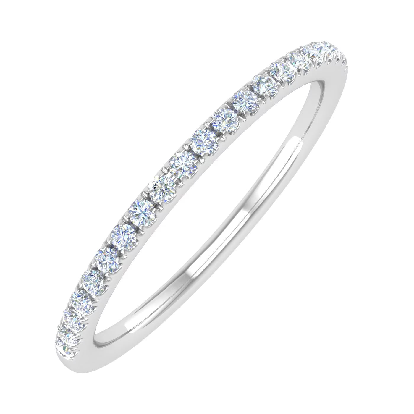 14K White Gold Half Eternity Diamond Wedding Band Ring T14562