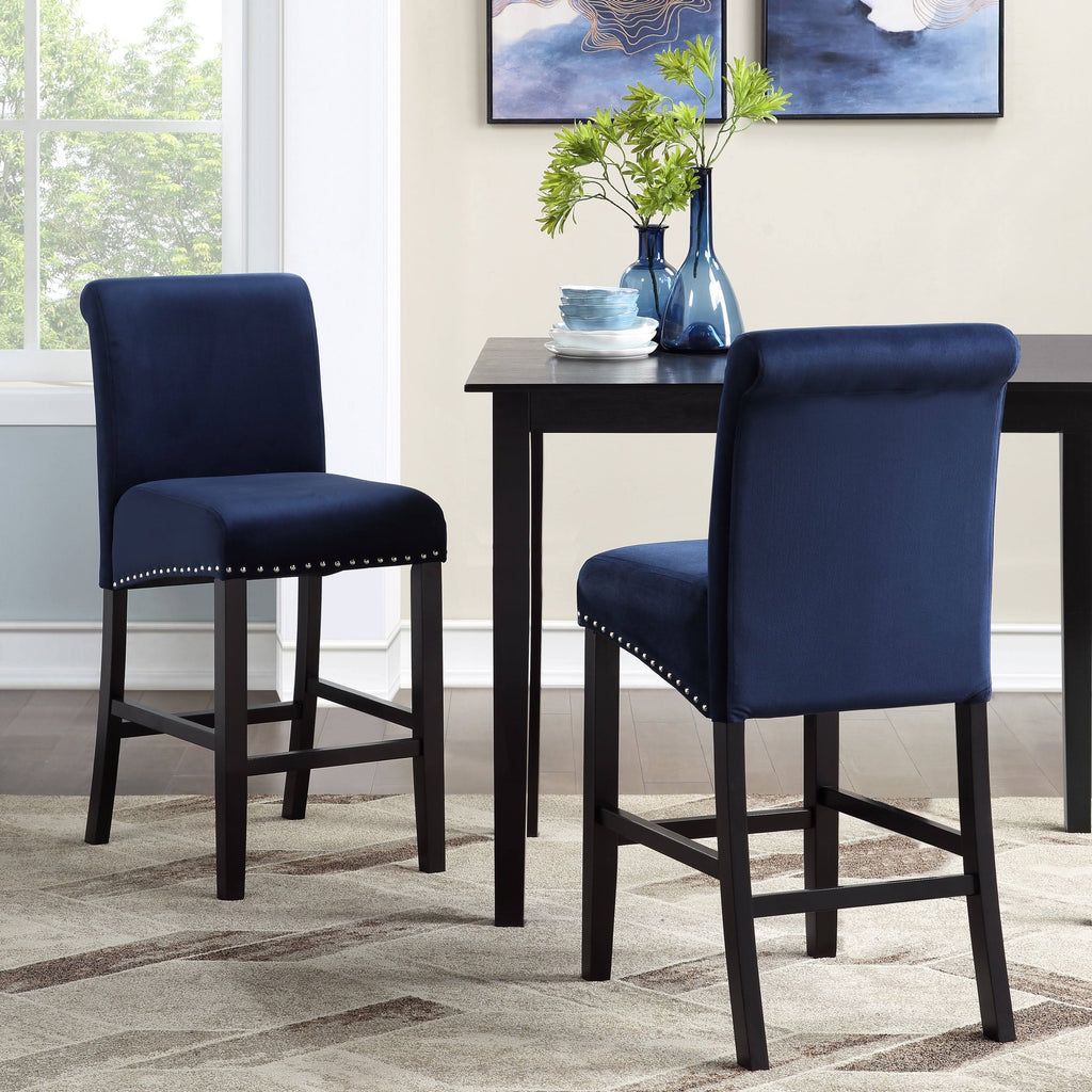 White Velvet Counter Chair Set of 2 B28607