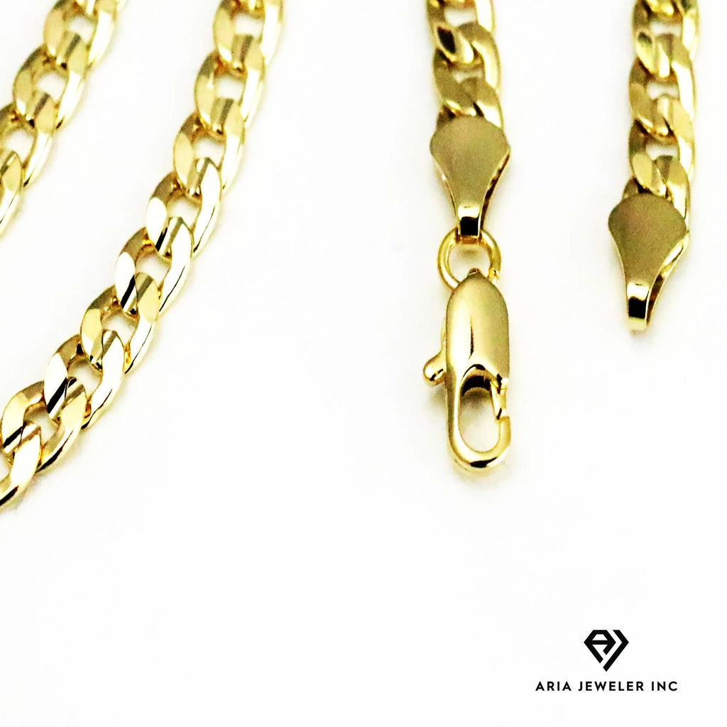 14k Bonded Gold Necklace with Red Rose Cross Pendant, 14K Cuban Chain Necklace I7112