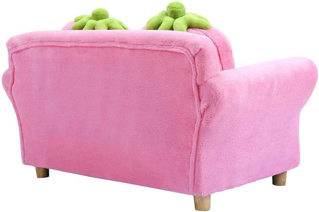 Pink Toddler Couch with Wooden Frame and Coral Fleece Surface S78435