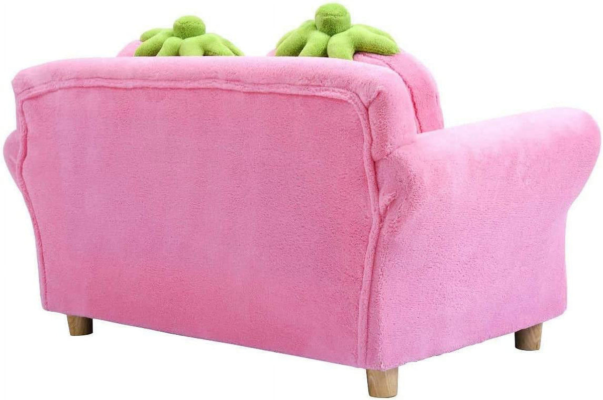 Pink Toddler Couch with Wooden Frame and Coral Fleece Surface S78435