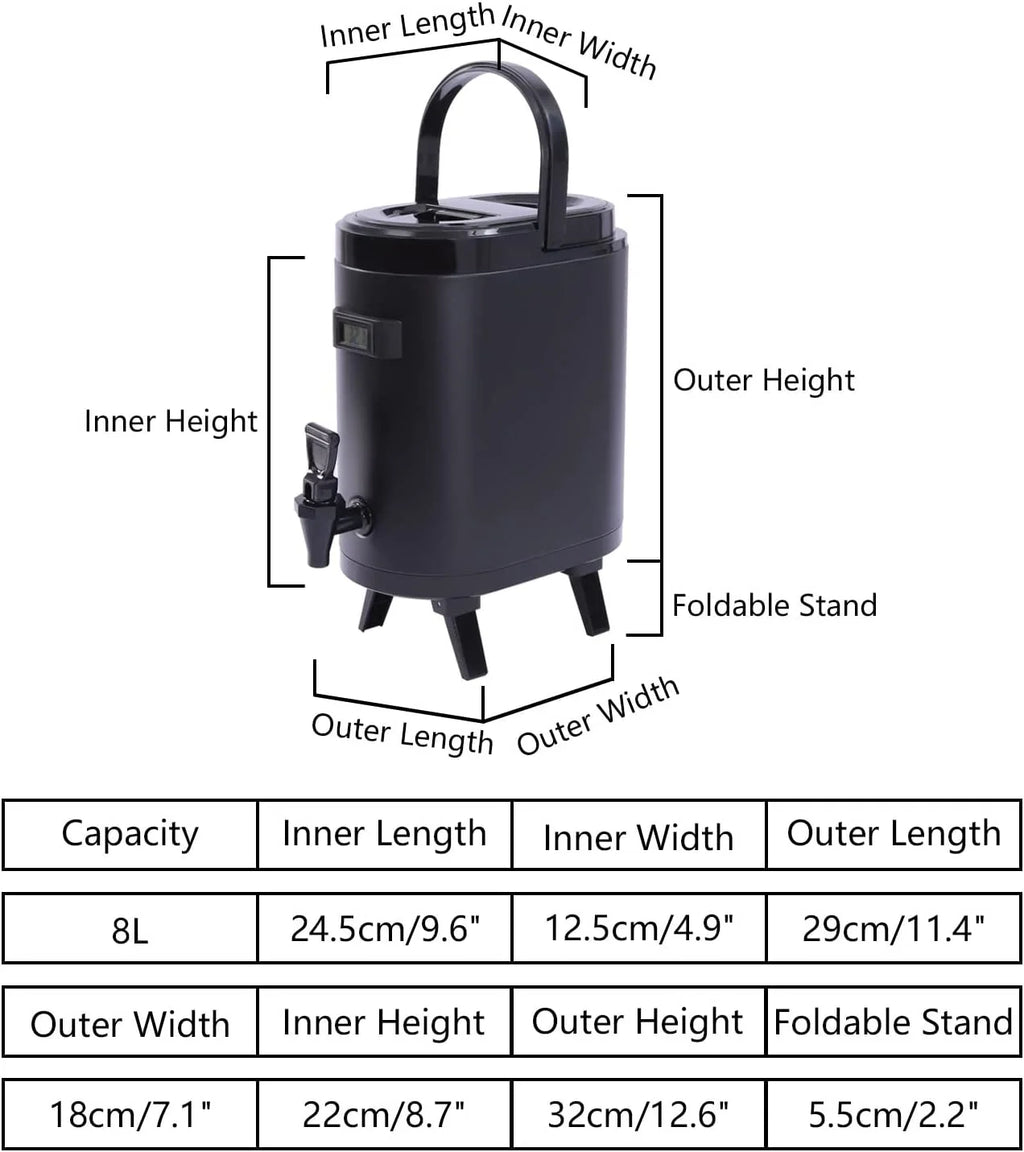 8L/2.11Gal Stainless Insulated Beverage Dispenser E7698