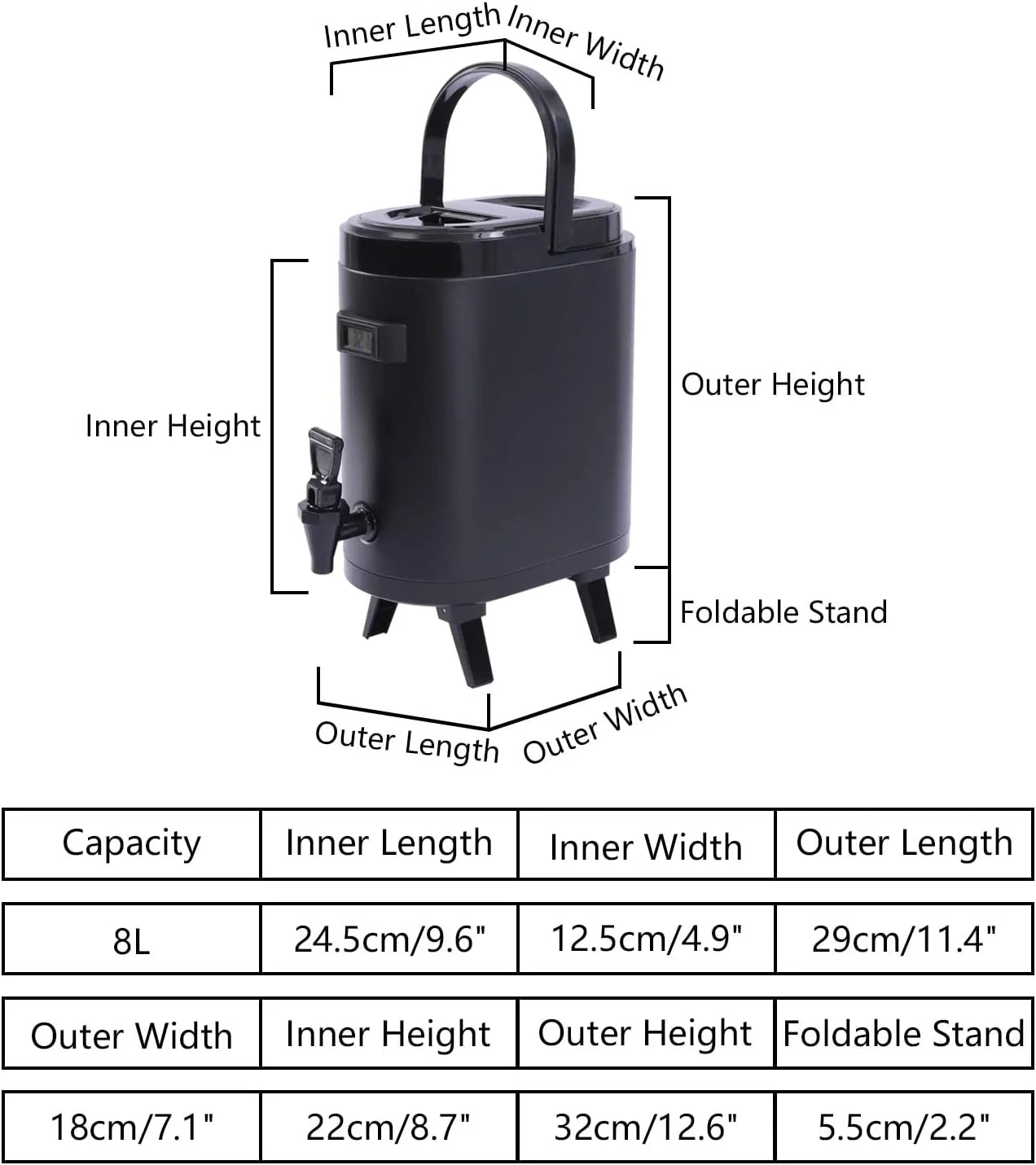 8L/2.11Gal Stainless Insulated Beverage Dispenser E7698
