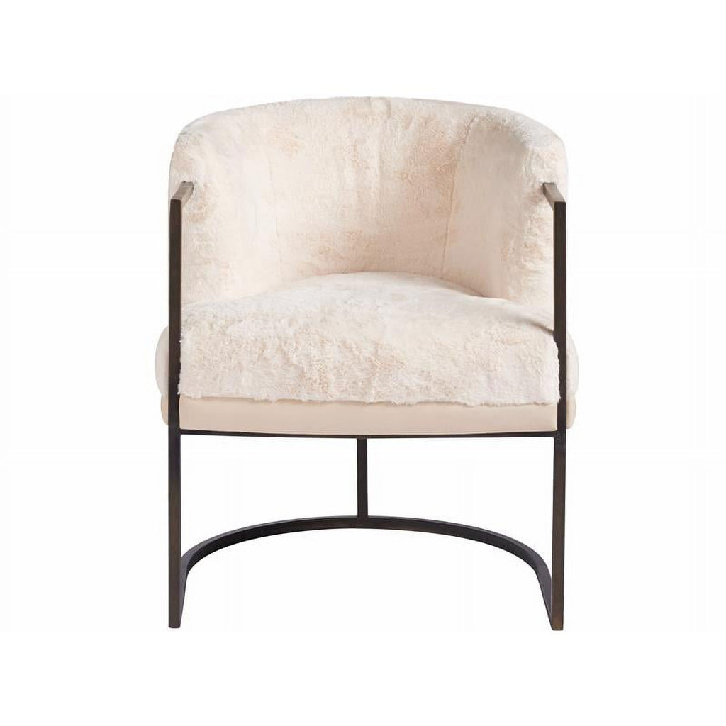 Creamy Leather and White Faux Fur Accent Chair R559