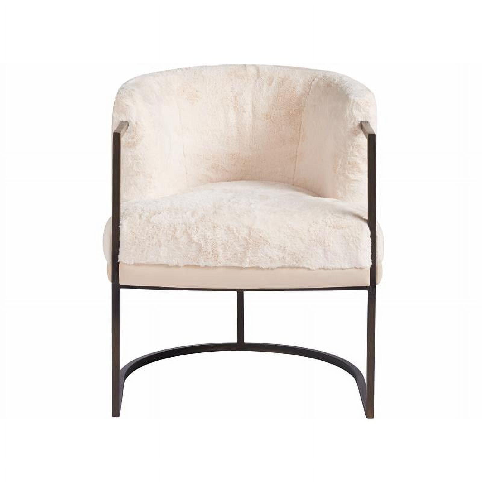 Creamy Leather and White Faux Fur Accent Chair R559