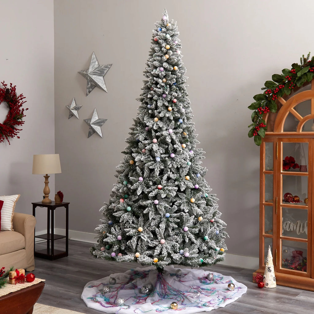9.5Ft. Artificial Christmas Tree With 150 Multi Color Globe Bulbs And 2297 Bendable Branches F675850