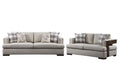 Beige Fabric & Walnut Sofa + Loveseat N7649