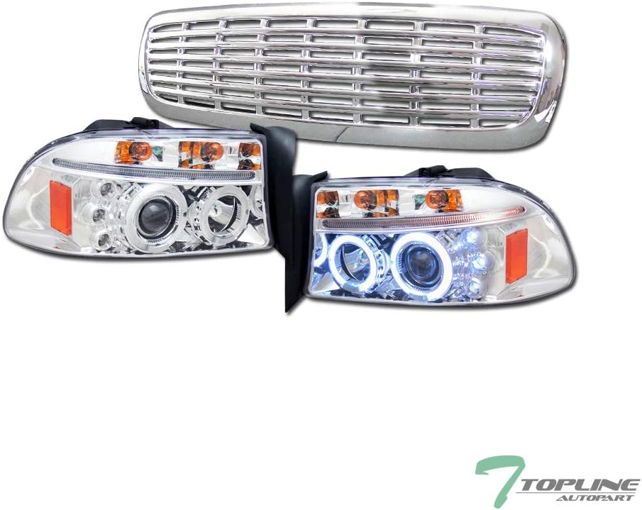 Chrome Halo Led Projector Headlight Hood Grill Grille C971017