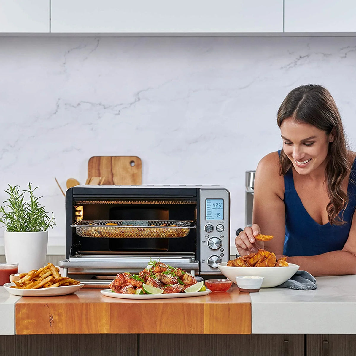 Brushed Stainless Steel Smart Oven Air Fryer Toaster Oven M5909
