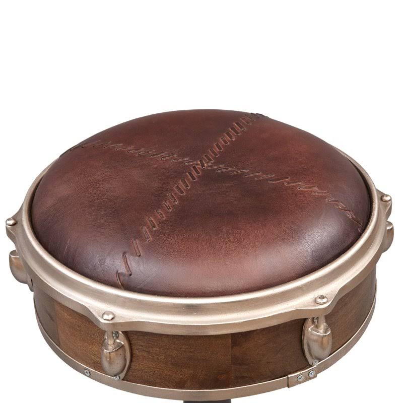 Cast Iron Framed Leather Bar Stool Brown / Brass N842076