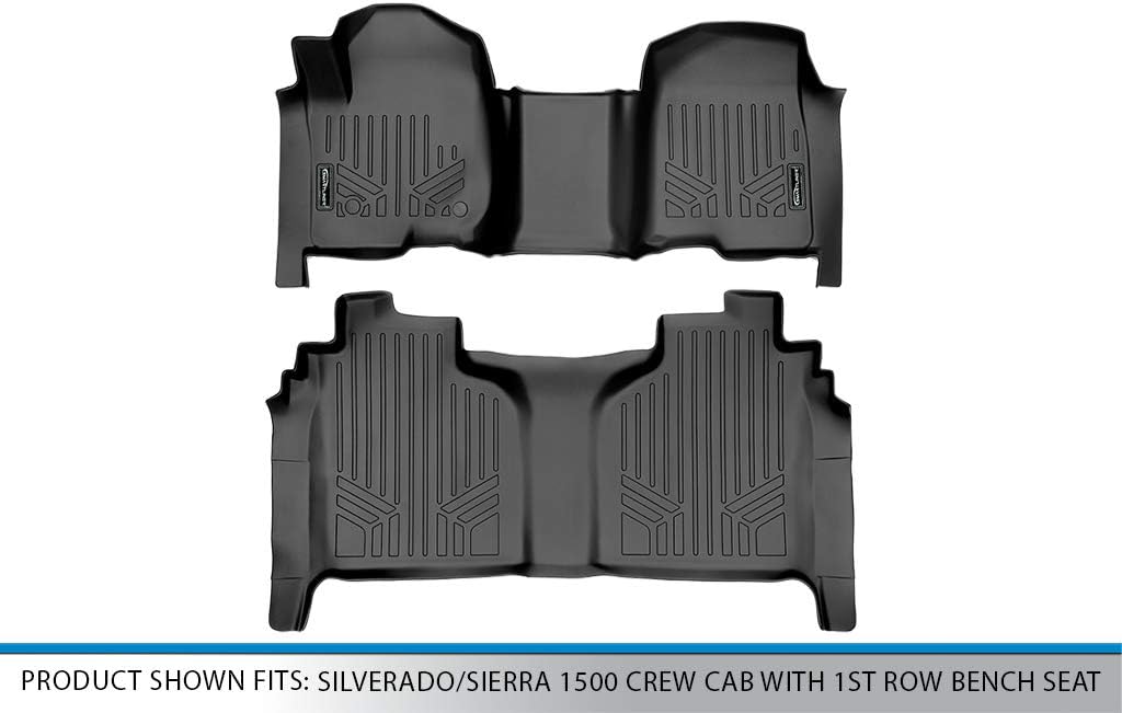 2 Row Black Floor Mat Set for Crew Cab with Bench Seat Y594378